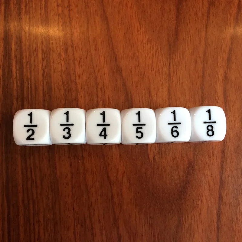 Juego de 10 dados de números fraccionarios blancos/verdes/rojos, accesorio de juego educativo, 16*16 mm