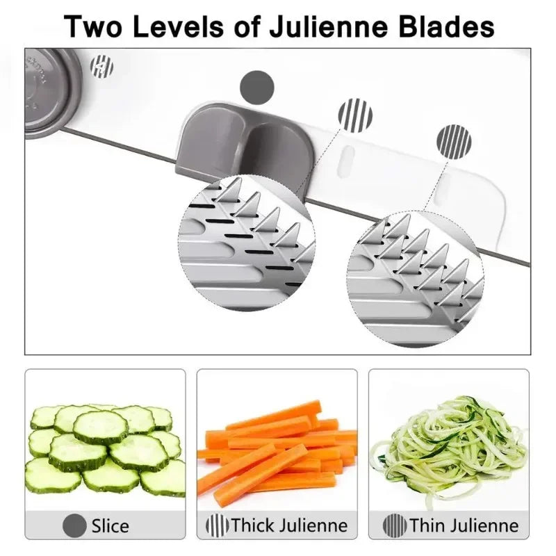 Rebanadora de Mandolina de Acero Inoxidable Ajustable, Cortador de Verduras en Julienne, Rallador, Cortador de Cebolla, Patata, 18 Tipos