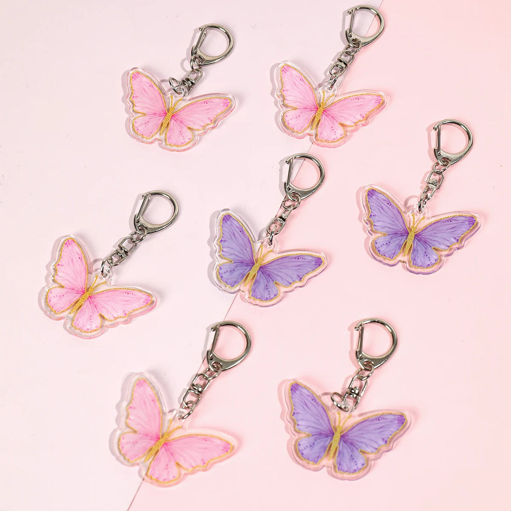 6 llaveros de mariposa para decoración de mochilas, decoración de fiesta de primer cumpleaños, decoración de mariposa para niñas, baby shower