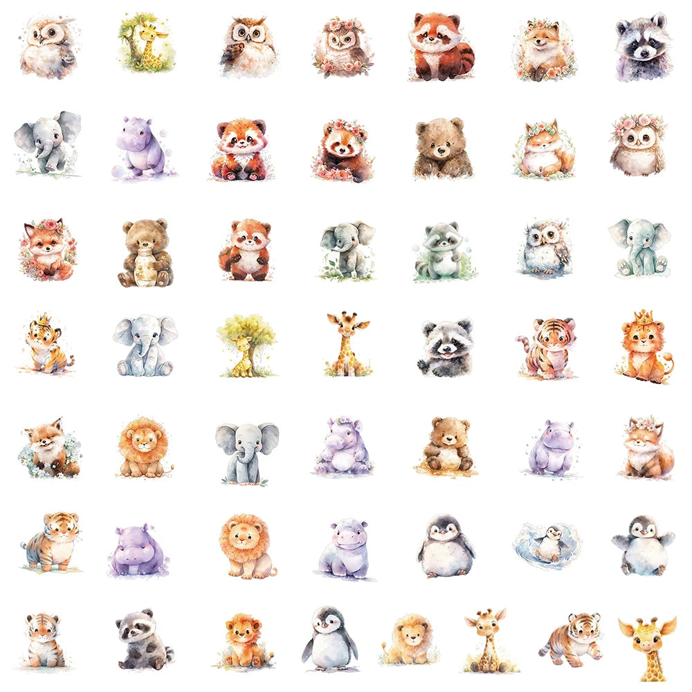 10/30/50pcs Pegatinas Kawaii de Graffiti de Animales de Dibujos Animados Bonitas Calcomanías Juguetes para Niños Funda de Teléfono Laptop Teléfono Maleta Pegatina de Papelería