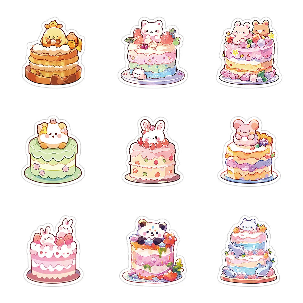 10/30/60 unids Lindo Pastel Animal de dibujos animados Estética Pegatinas Decoración DIY Ordenador portátil Maleta Cuaderno Papelería Pegatina para Niños Juguete