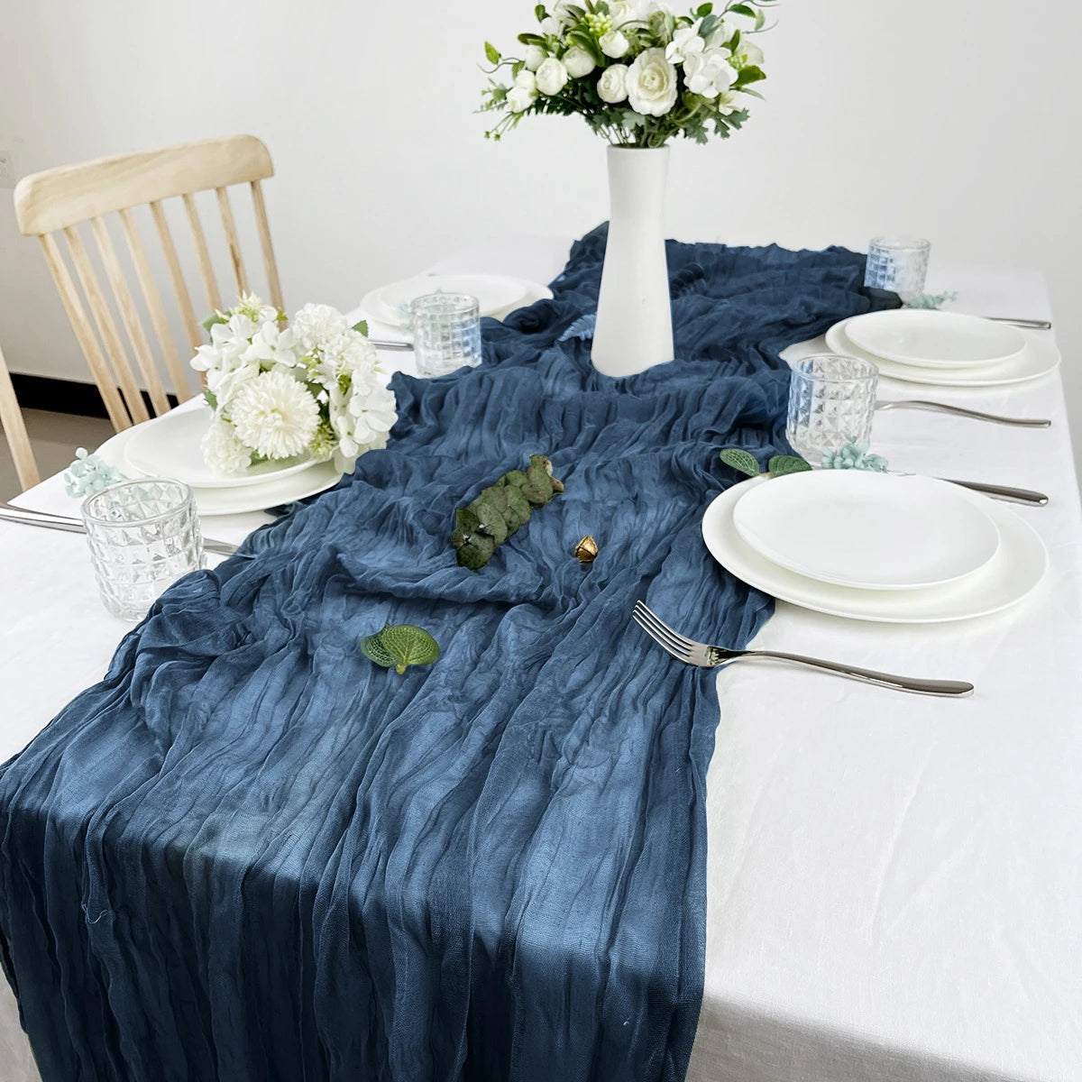 Camino de Mesa de Gasa Semitransparente, Salvia, Gasa de Queso, Decoración de Mesa, Comedor, Boda Vintage, Fiesta de Navidad, Banquetes, Arcos, Decoración de Pasteles