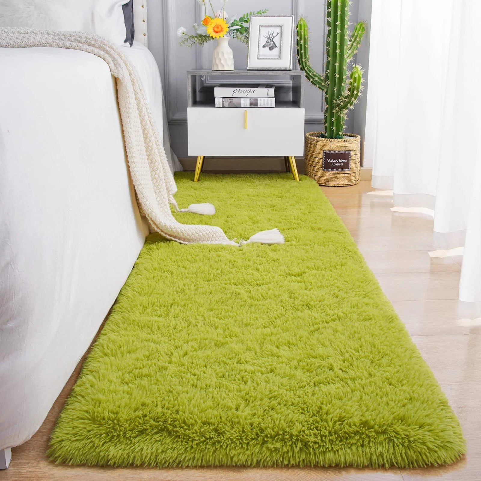 Alfombra suave VIKAMA, alfombra de dormitorio y sala de estar de felpa y mullida, alfombra de piso para guardería y habitación infantil para decoración del hogar