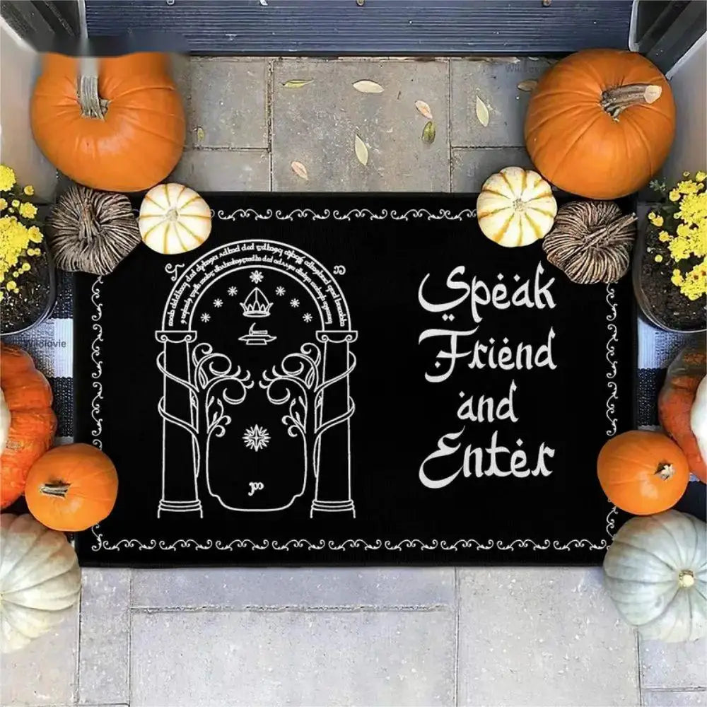 VIKAMA El Señor de los Anillos Felices Pascuas Felpudo Decoración de Halloween para el hogar Alfombra para interior/exterior Tapete para camping de caravana