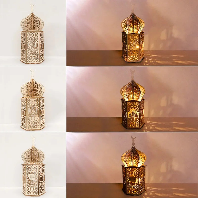 Adorno de Palacio de Madera Decoración de Ramadán para el Hogar Ayuda Eid Mubarak Ramadán Kareem Decoración para Fiesta de Festival Islámico Musulmán 2025