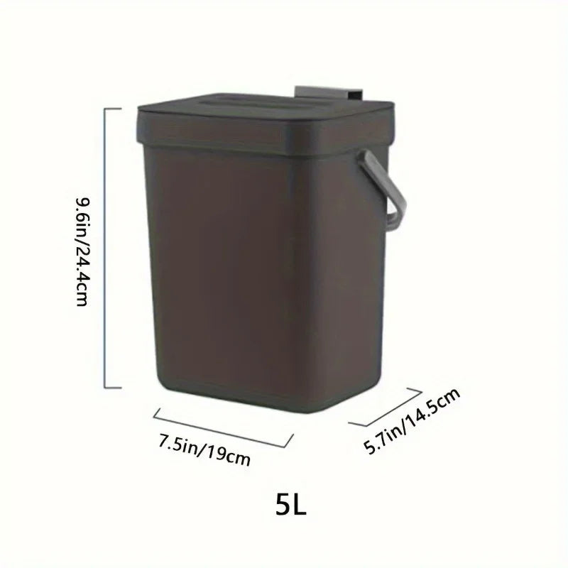 Cubo de Basura Silencioso que Ahorra Espacio - 3/5L, Contenedor Sellado Ecológico para Cocina y Oficina, No Requiere Electricidad