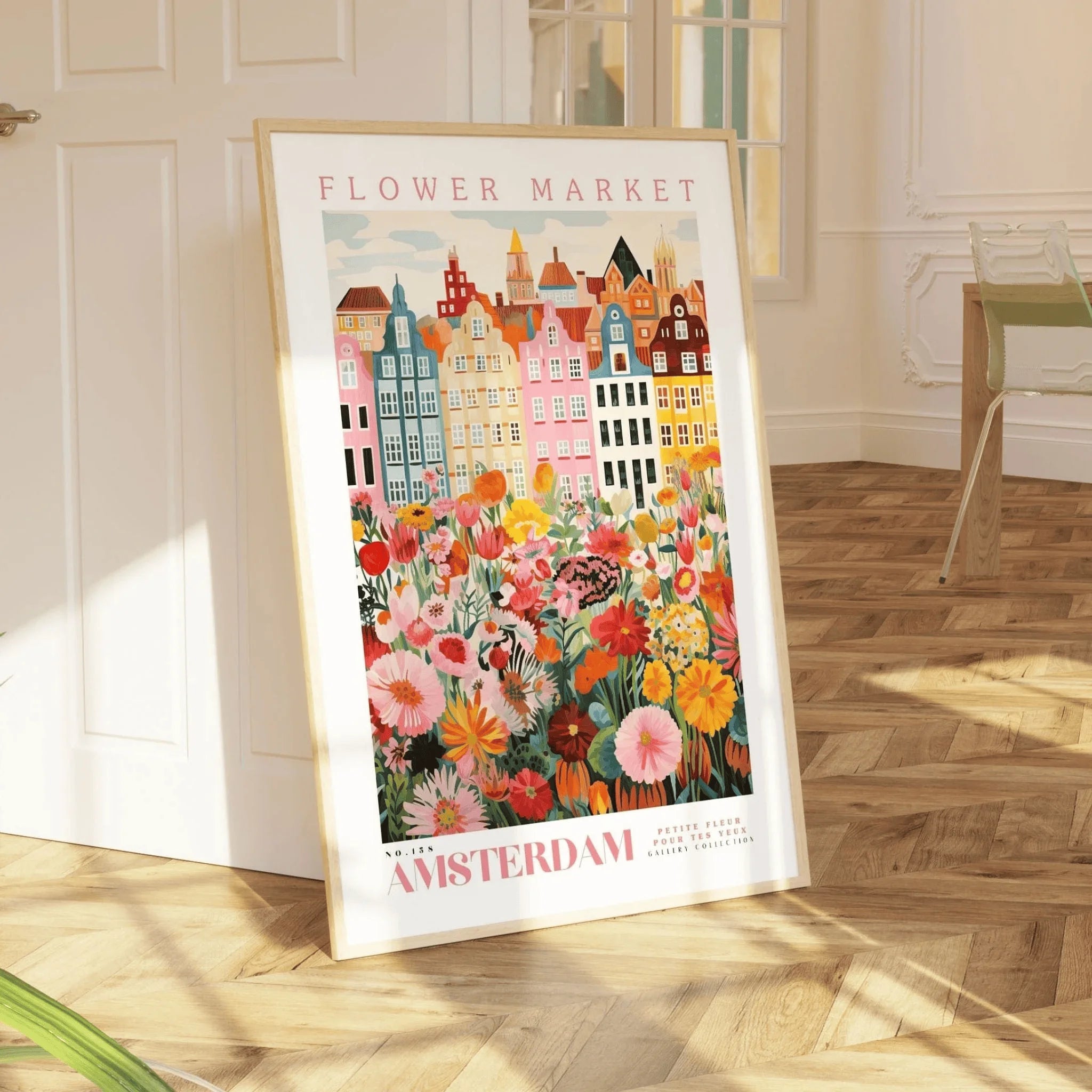 Póster del Mercado de Flores de Ámsterdam, Póster de Ámsterdam, Lámina del Mercado de Flores, Arte de Pared de Flores, Póster Botánico, Arte de Pared Floral, Boho