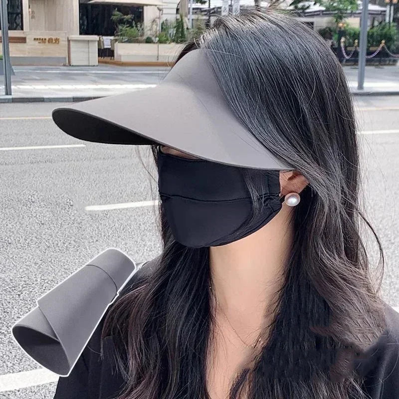 Nouveauté 2025 ! Chapeau de soleil pliable à large bord sans couture anti-UV – Casquette de voyage en nylon à séchage rapide – Ne laisse aucune marque – Cadeau d'été pour femme