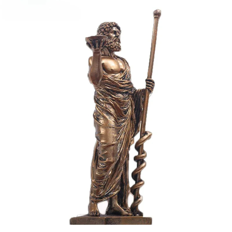 Sculpture de dieu médical grec Asclépios, statue de médecine pour décoration de bureau à domicile, ornements d'intérieur, cadeau de décoration sculpturale pour la maison