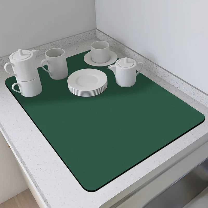 Alfombrilla de encimera de cocina de color sólido de estilo simple VIKAMA, almohadilla de secado de platos que absorbe el agua, almohadilla para cafetera, decoración del hogar