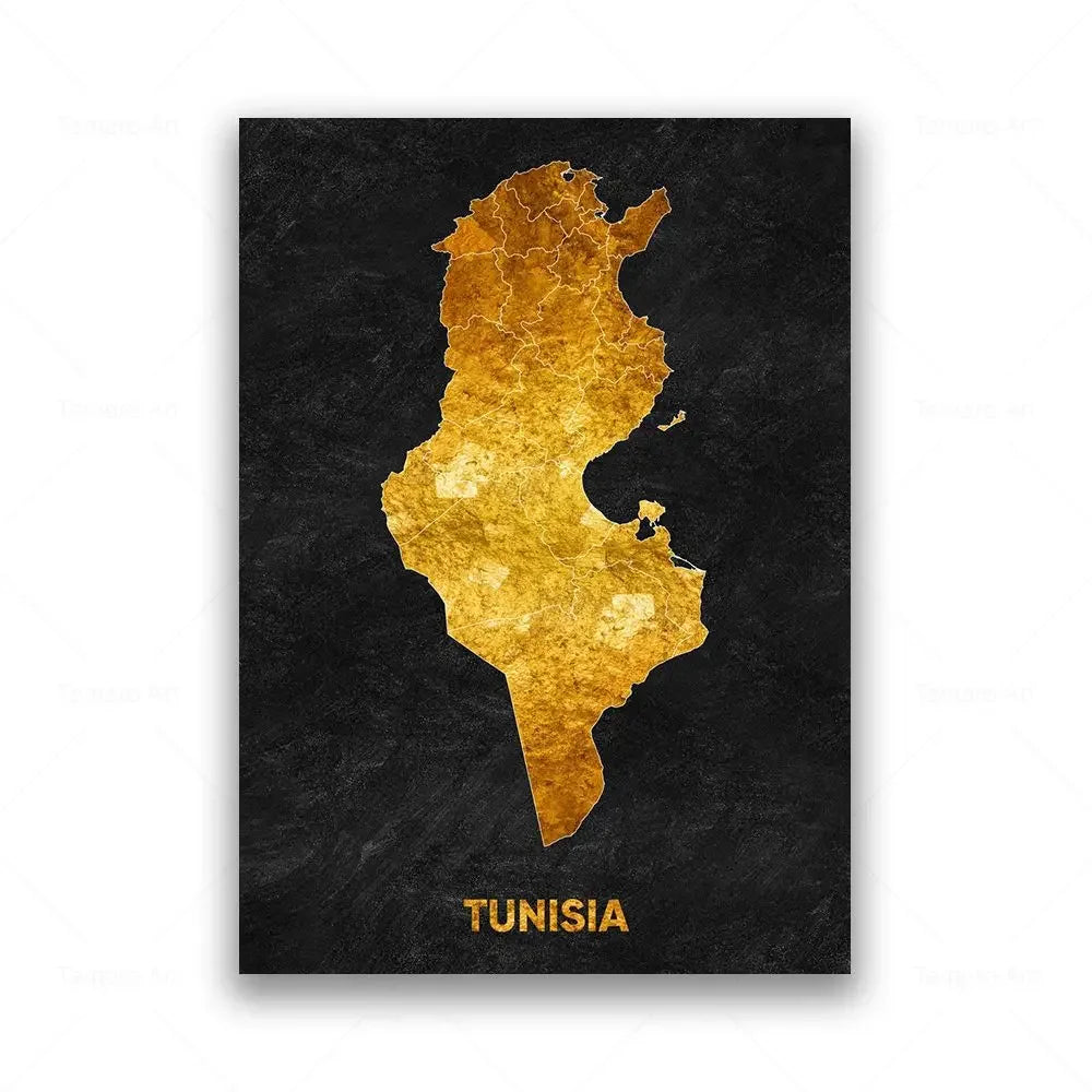 Classic Abstract Wall Art Black Gold Lebanon Country Map HD Canvas Print Poster Home Living Room Bedroom Decoration