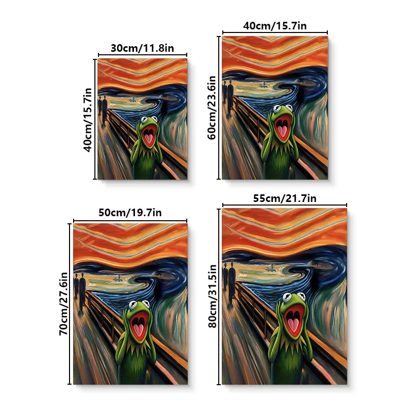 Arte de pared abstracto moderno, pintura de rana gritando, lienzo impreso en HD, póster para sala de estar, dormitorio, aula, decoración del hogar