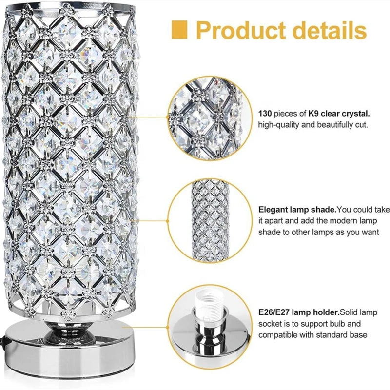 Lampe de table en cristal de luxe, lampe de chevet en cristal diamant, lampe de table décorative, lampe de chevet de chambre, lampe de nuit LED de bar, lampes de chevet de bureau