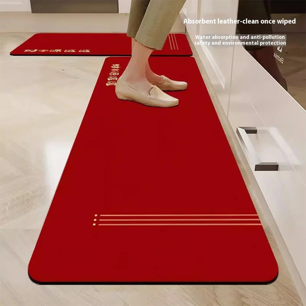 VIKAMA Alfombrillas de cocina de tierra de diatomeas antideslizantes chinas nuevas, resistentes a la suciedad, alfombra recortable, alfombra roja para entrada y baño