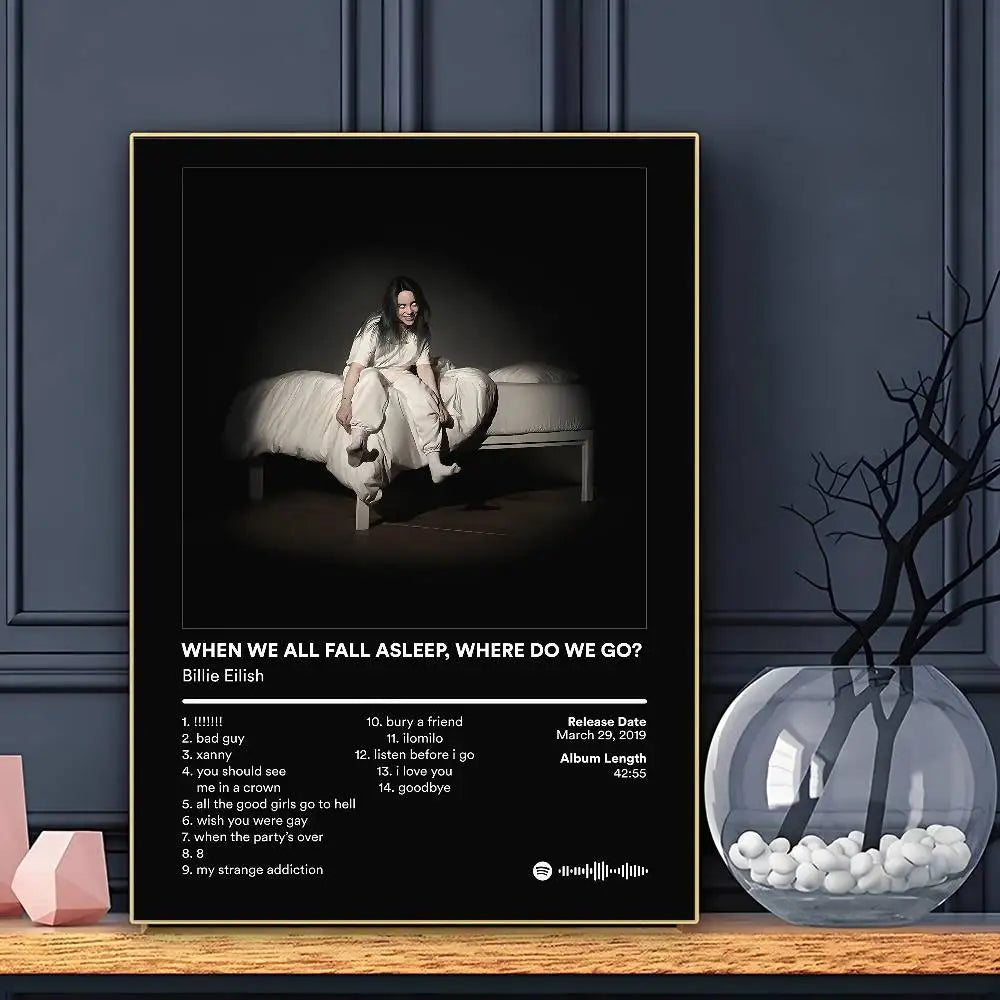 Cantante E-Eilish ÁLBUM CALIENTE Póster Arte HD Pegatina de Pared Impermeable Decoración para Sala de Estar Hogar Bar