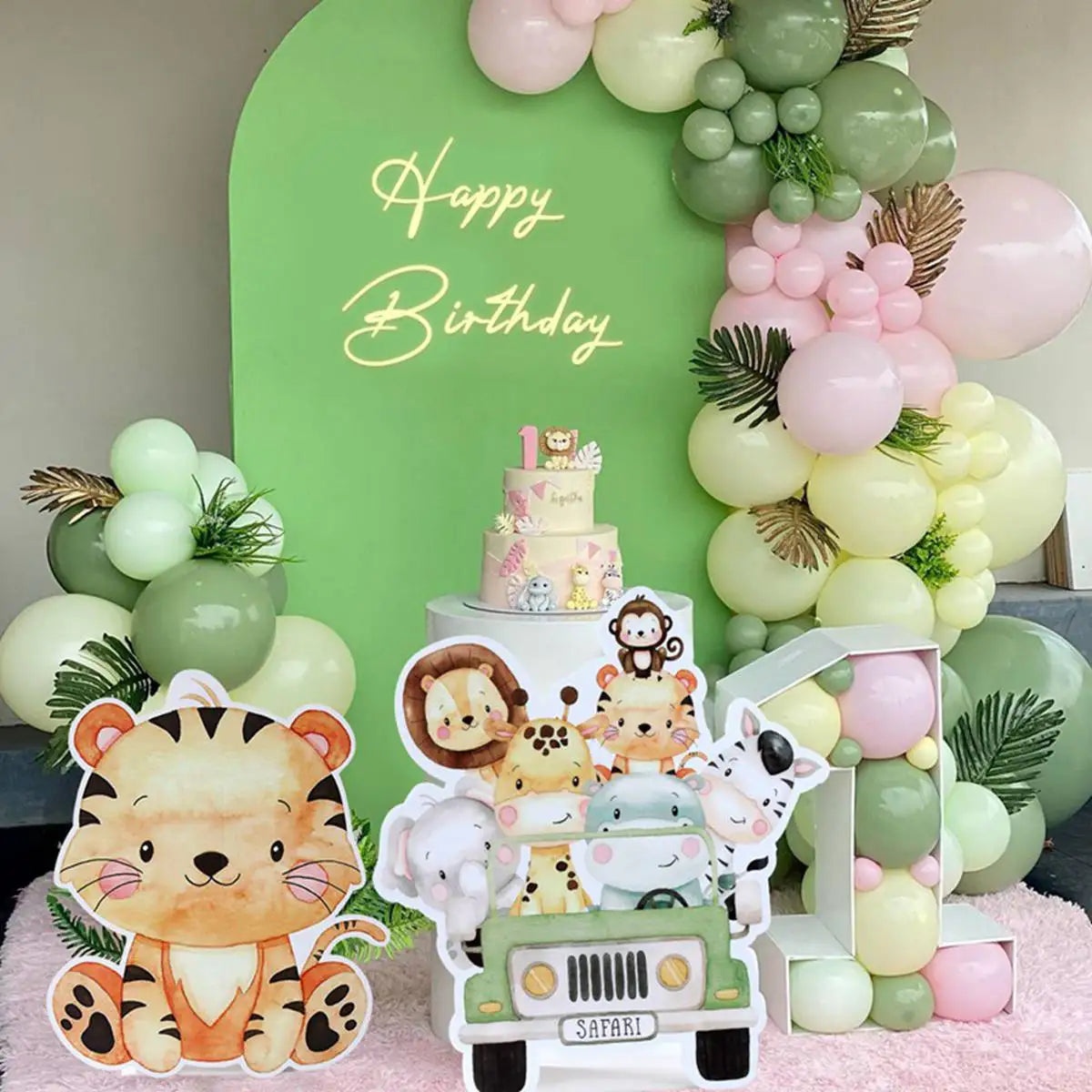 70cm Adorno grande de pie de animales de la selva para fiesta, safari, feliz cumpleaños, decoración de fiesta infantil, bosque de la jungla, decoración para baby shower