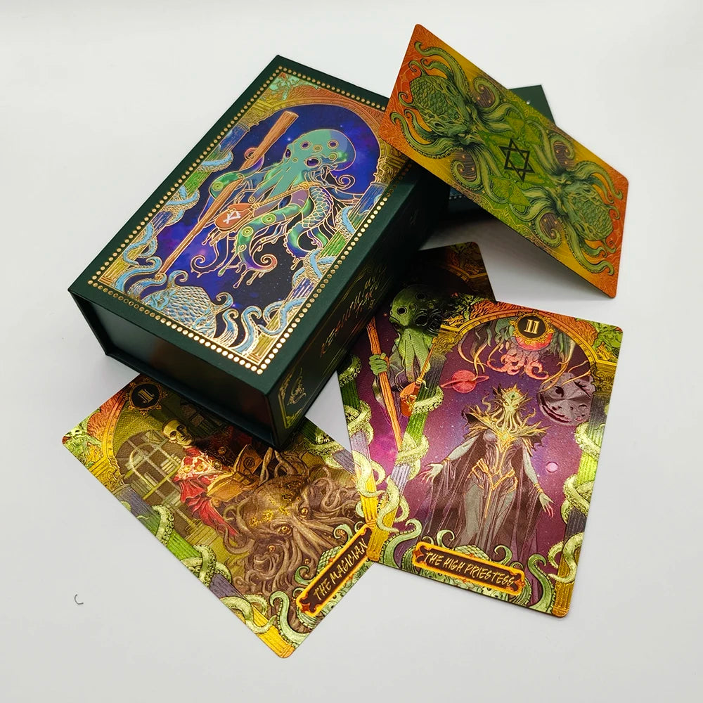 Cartes de Tarot Kesuru Or Feuille d'Or de Troisième Génération Effets Visuels 3D Cartes de Divination avec Technologie Laser dans une Magnifique Boîte Cadeau