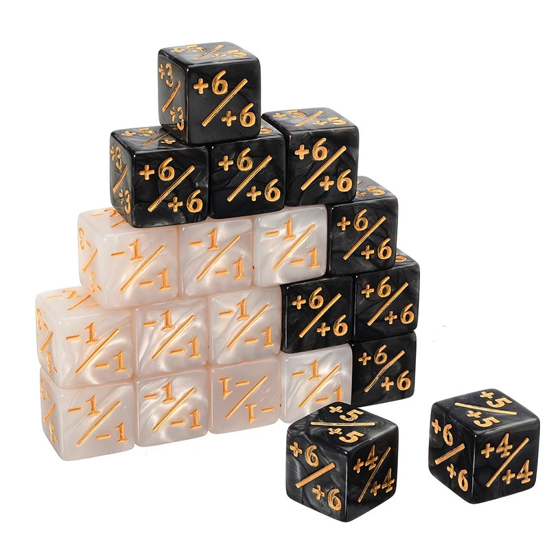 10 dados de 16mm de 6 caras para contadores +1/-1, dados de juguete para niños, dados de conteo para MTG Magic The Gathering, fichas de juego de cartas y dados de lealtad