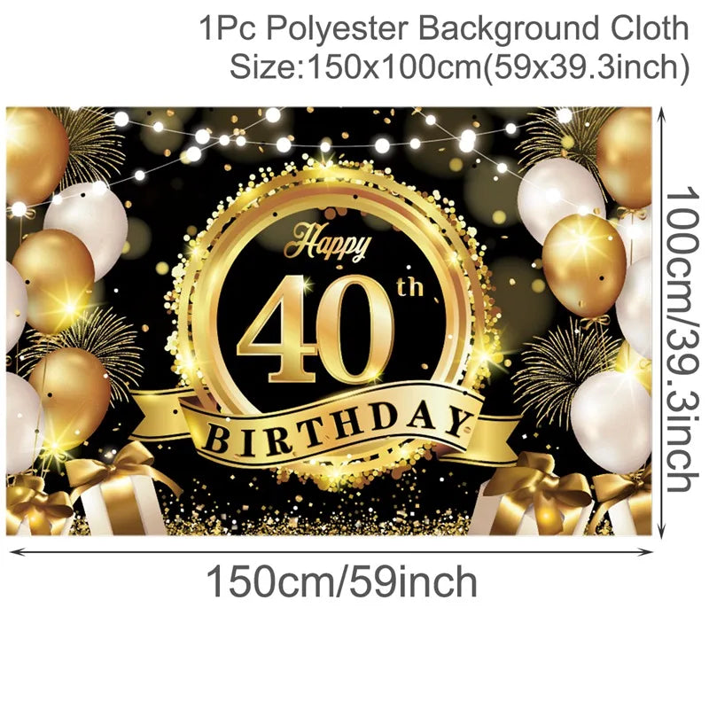 Joyeux Anniversaire Fond 18 21 30 40 50 60 Décoration de Fête d'Anniversaire Bannière d'Anniversaire Drapeau Suspendu Décoration de Fond 30ème Anniversaire