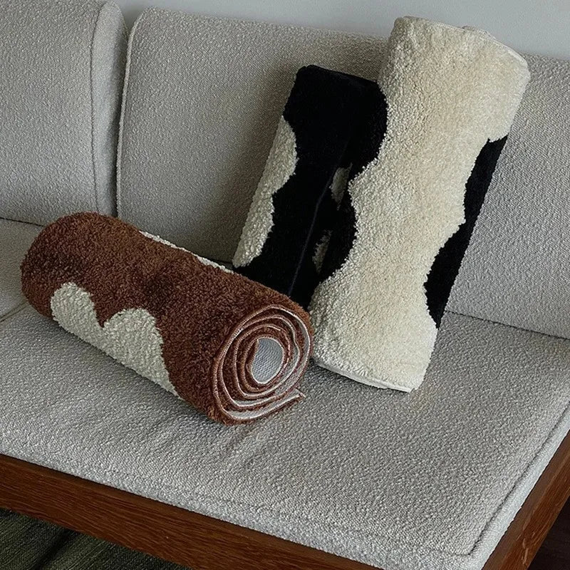 Tapis de chevet minimaliste noir et blanc VIKAMA pour chambres et salons Tapis moelleux et confortable pour la décoration intérieure