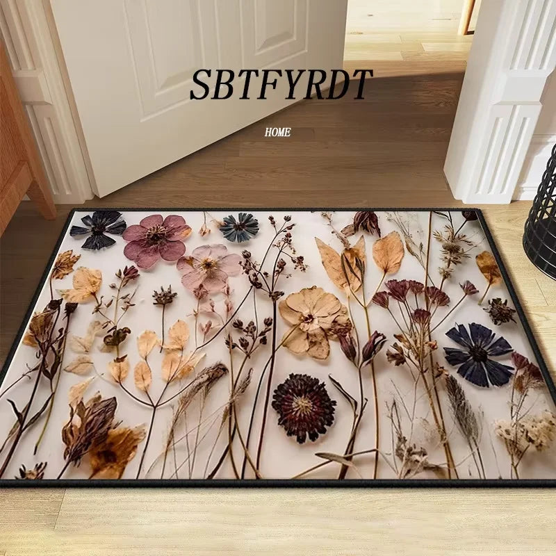 VIKAMA Hermosa alfombra de puerta con diseño de flores, alfombra de exterior, felpudo de bienvenida, alfombra suave para sala de estar, alfombra suave para dormitorio, decoración del hogar