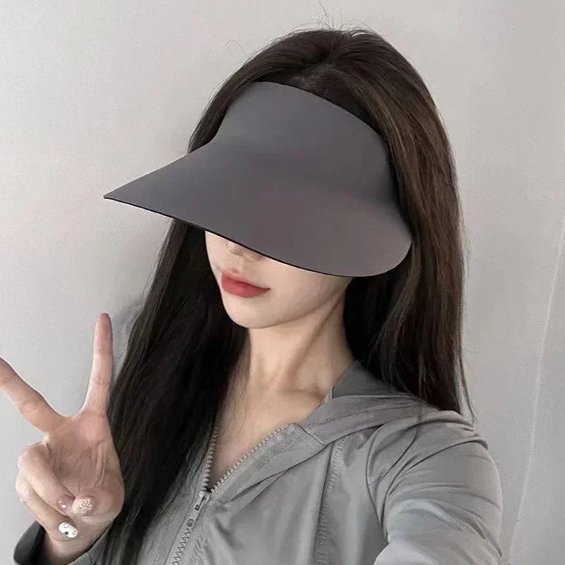 Nouveauté 2025 ! Chapeau de soleil pliable à large bord sans couture anti-UV – Casquette de voyage en nylon à séchage rapide – Ne laisse aucune marque – Cadeau d'été pour femme