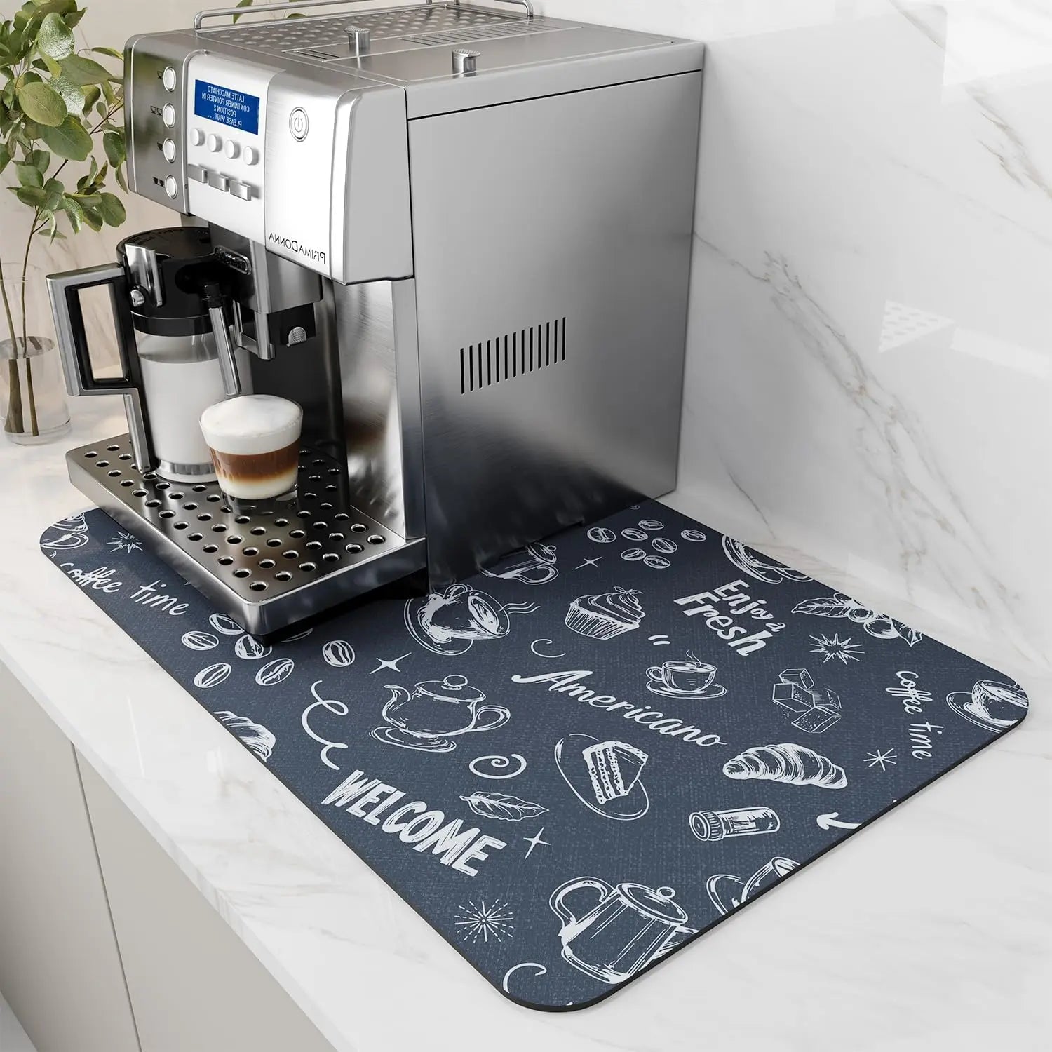 Alfombrilla para máquina de café VIKAMA, con reverso de goma, absorbente de agua, alfombrilla de secado de platos, alfombrilla de drenaje para encimera de cocina, decoración del hogar