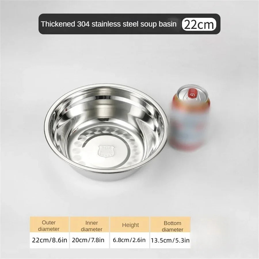 Bol à soupe de nouilles profond en acier inoxydable SUS304 pour la maison, bol mélangeur circulaire, saladier, bol en acier, bol mélangeur de riz