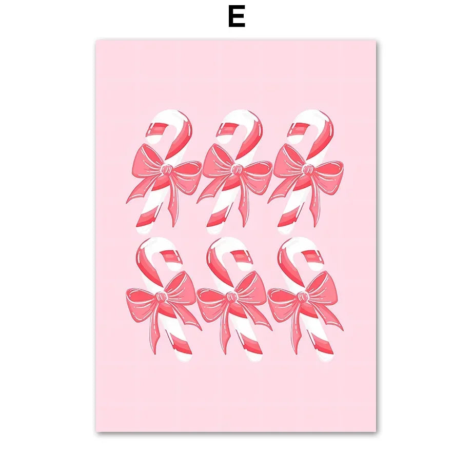 Modern Simple Wall Art Pink Christmas Tree Father Christmas HD Canvas Print Poster Home Living Room Bedroom Decoration