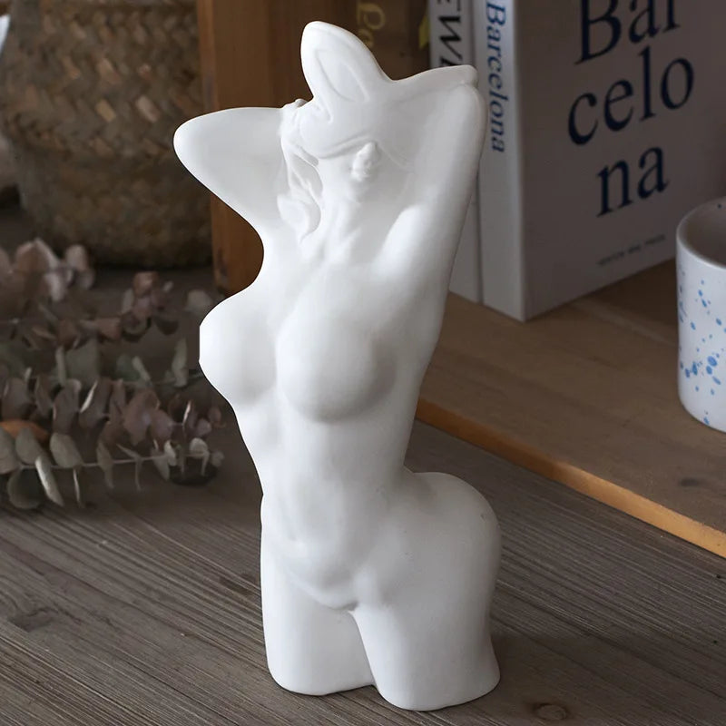 Jarrón de cuerpo femenino, jarrón con curvas de mujer, diseño de rayas único, jarrón decorativo, jarrón de flores creativo, decoración moderna bohemia para el hogar