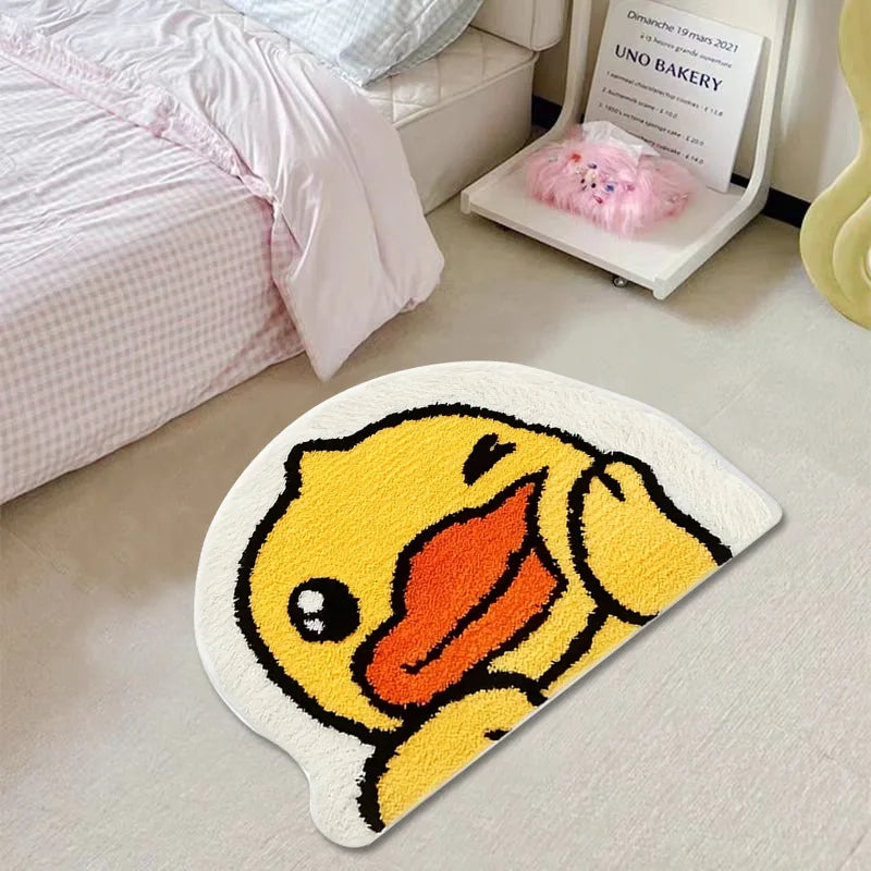 VIKAMA Alfombra de pato de dibujos animados para baño, antideslizante, absorbente, alfombra de pie, dormitorio, cama, suave, cómoda, alfombra de pie, decoración del hogar