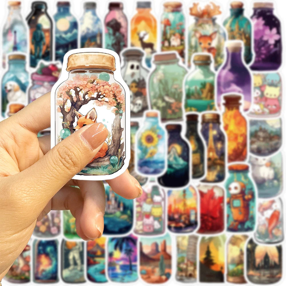 10/30/50PCS Pegatinas de dibujos animados de Bottle World estilo INS Calcomanía estética Equipaje Patineta Graffiti lindo Niña degradado Juguetes con pegatinas