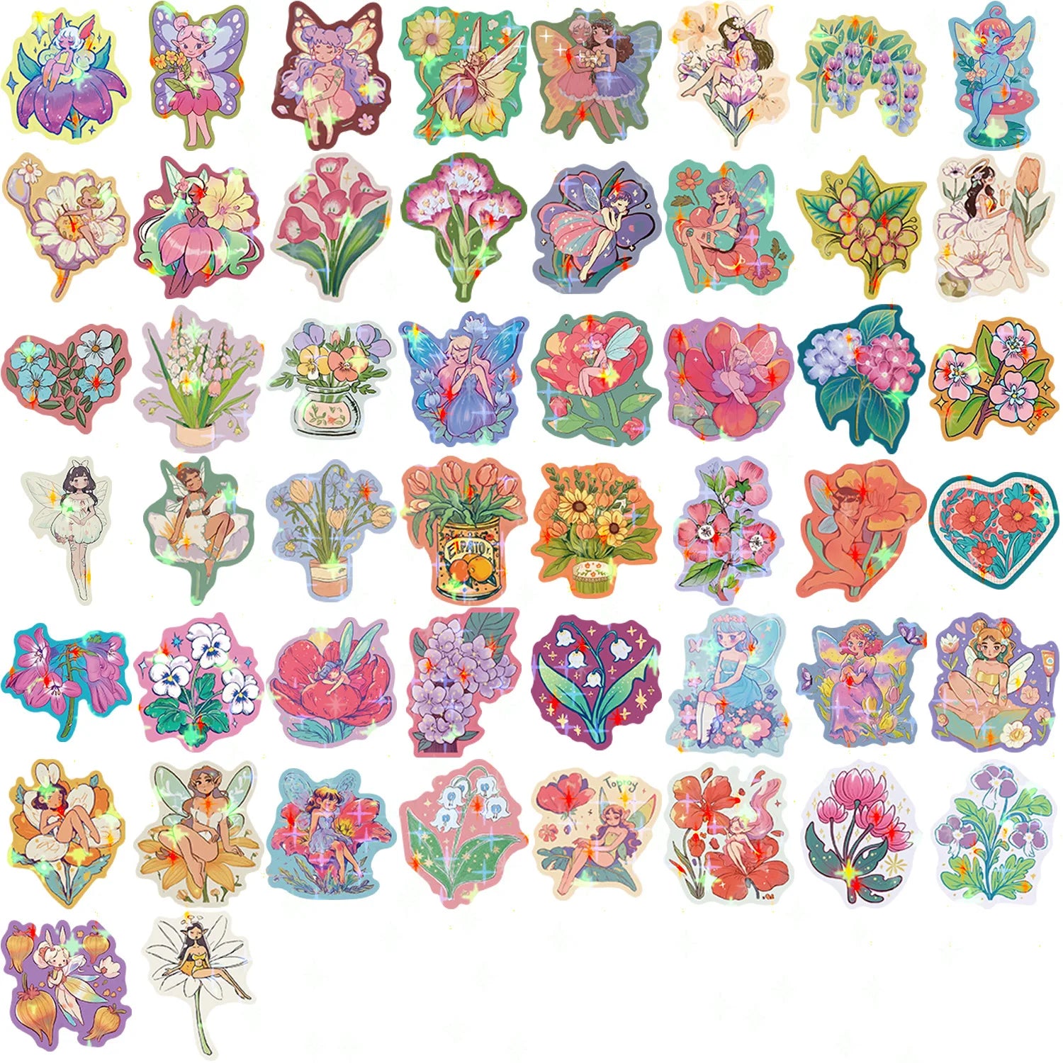 50/100PCS Pegatinas de Graffiti de Flores de Hadas de Dibujos Animados Pegatinas Decorativas para Guitarra Cuaderno Maleta DIY