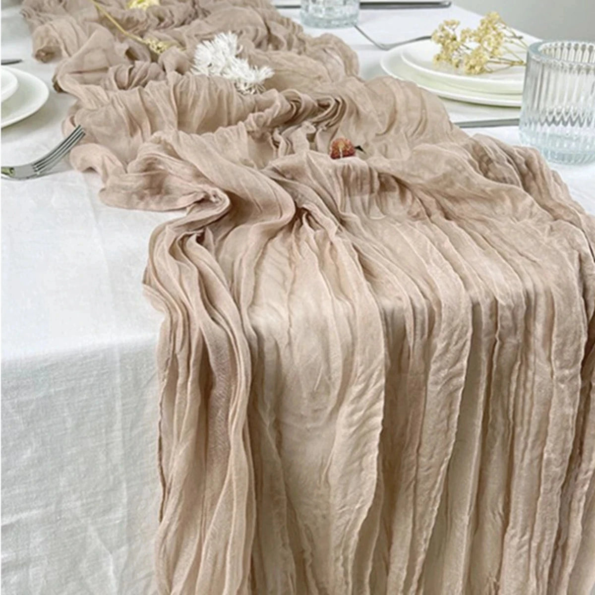 Camino de Mesa de Gasa Semitransparente, Salvia, Gasa de Queso, Decoración de Mesa, Comedor, Boda Vintage, Fiesta de Navidad, Banquetes, Arcos, Decoración de Pasteles