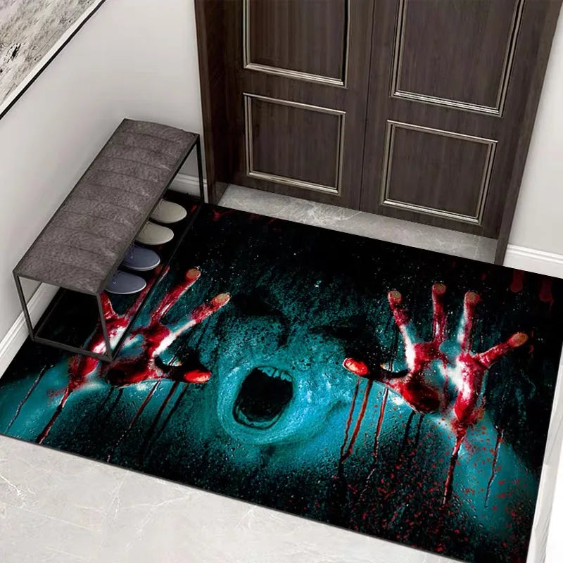Felpudo visual 3D de Halloween VIKAMA, alfombra de payaso con tapa de alcantarilla, decoración de Halloween de terror, tapete para suelo interior y exterior
