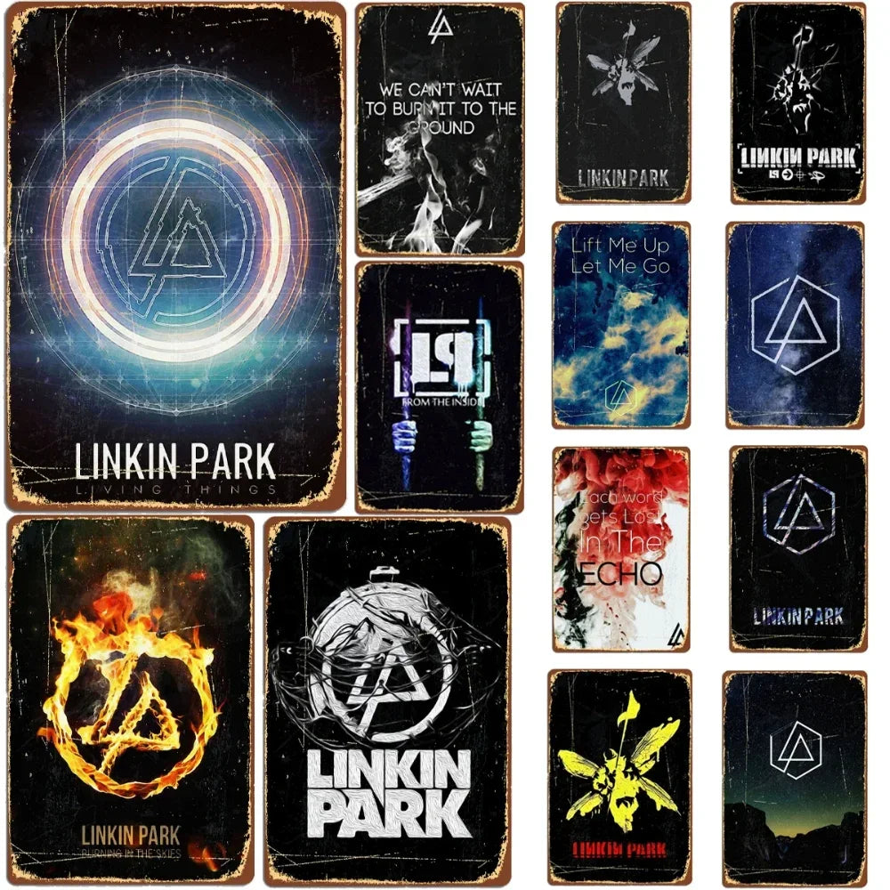 Linkin P-Park Tin Sign Plates by MusicCharmDecor - Retro Metal Posters with Iconic Lyrics & Stage Art, Stylish Design