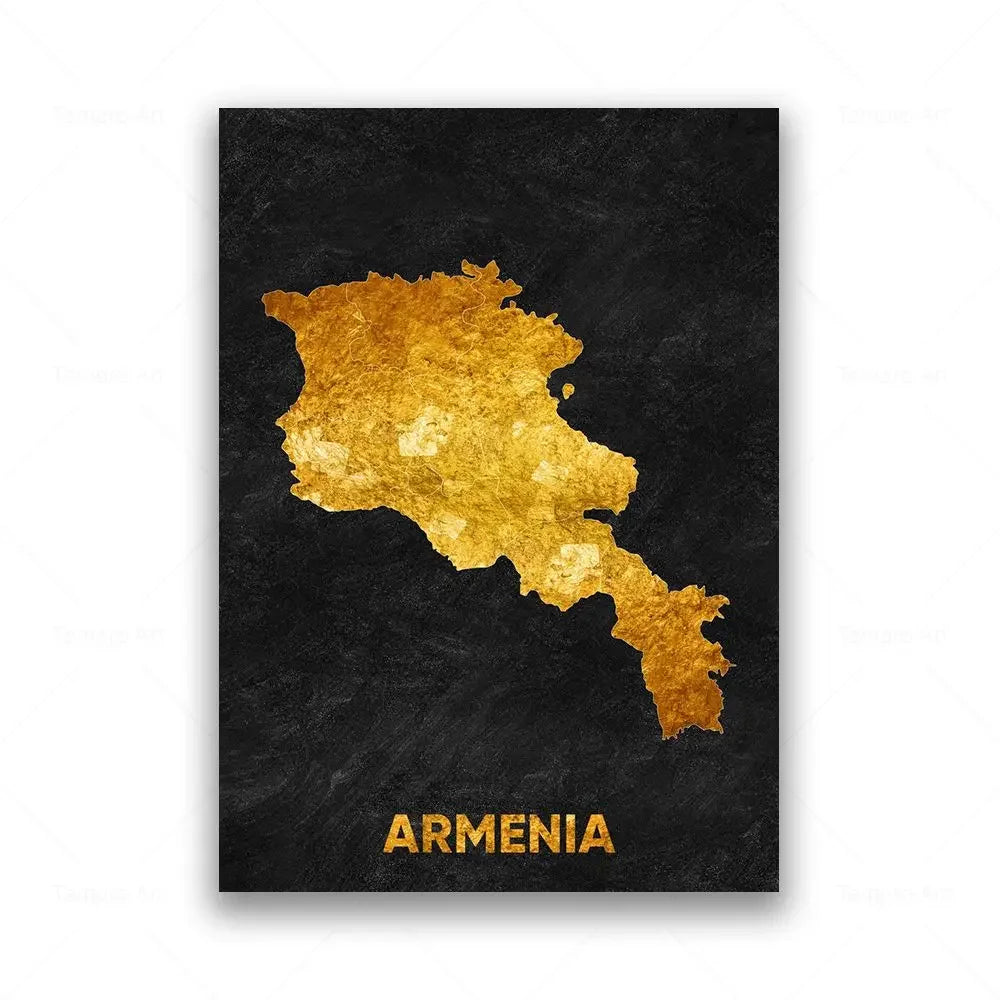 Classic Abstract Wall Art Black Gold Lebanon Country Map HD Canvas Print Poster Home Living Room Bedroom Decoration