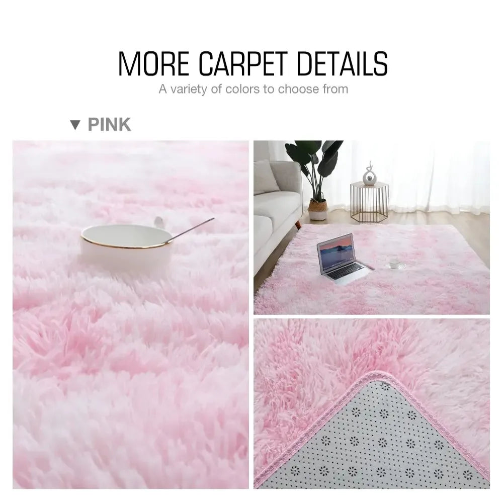 VIKAMA Alfombra de felpa suave y acogedora color malva para sala de estar, alfombra de felpa estilo escandinavo Ins para dormitorio, alfombra de decoración para el hogar