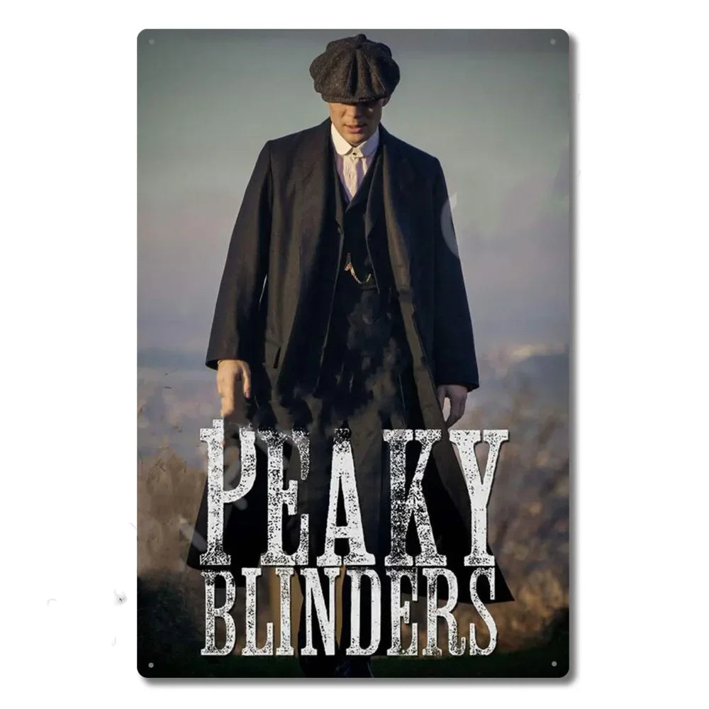 P-Peakys B-Blinders Whiskey Cartel Metálico - Placa Retro de Hojalata con Arte Icónico de Gorra Plana y Botella de Whisky, Decoración de Pared Llamativa