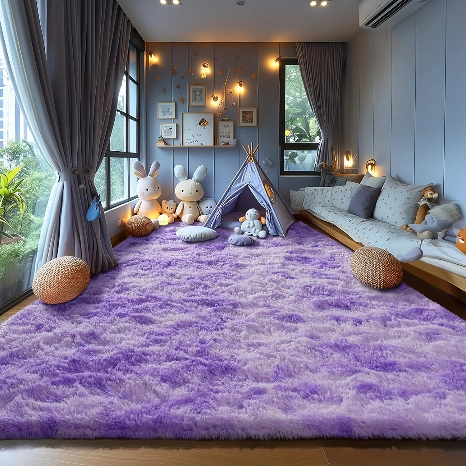 VIKAMA Tapis Violet Soyeux Tapis Haut de Gamme pour Salon Tapis de Chambre de Fille Tapis de Chevet Chaud Lavable Décoration Maison