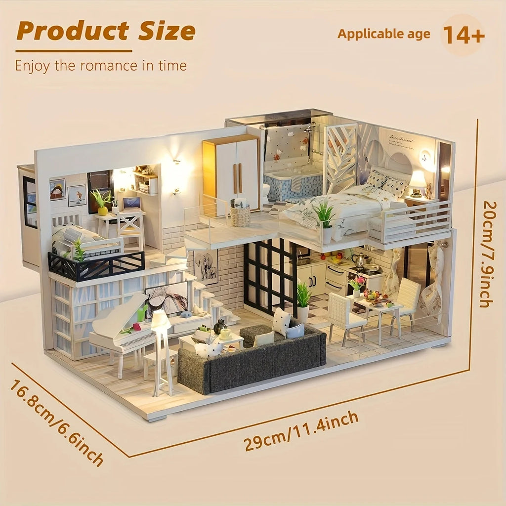 1 unidad, casa de muñecas de madera DIY, kit de modelo de montaje, rompecabezas 3D, regalos de cumpleaños y Navidad para adolescentes y adultos, micro modelo de decoración del hogar