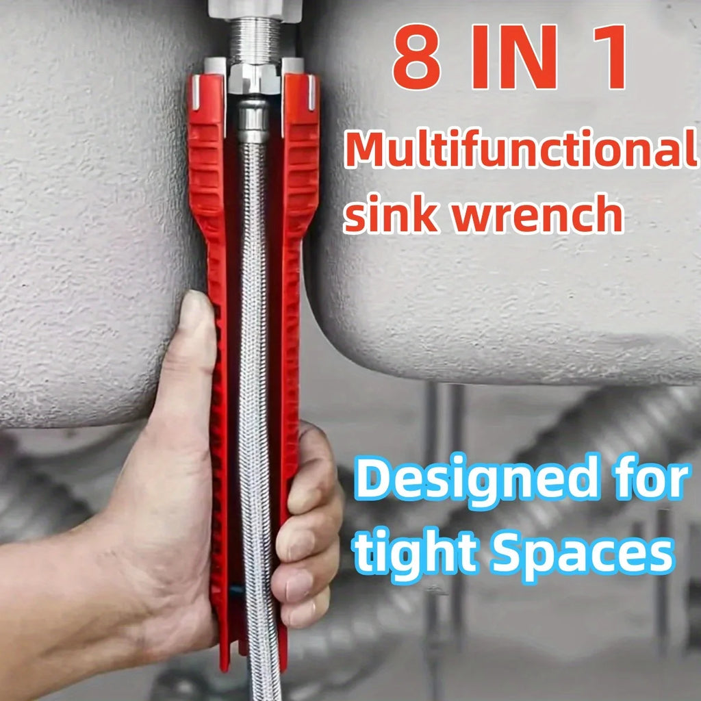 (8 en 1) Installateur de robinets et d'éviers, outil de plomberie multifonction pour toilettes/éviers/salles de bain/cuisines, etc.