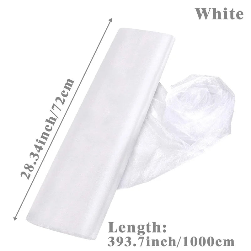 Rollo de tul blanco para decoración de bodas, organza de cristal, tela transparente para fondo de bodas, fiestas de cumpleaños, decoración de lazos de sillas de bodas