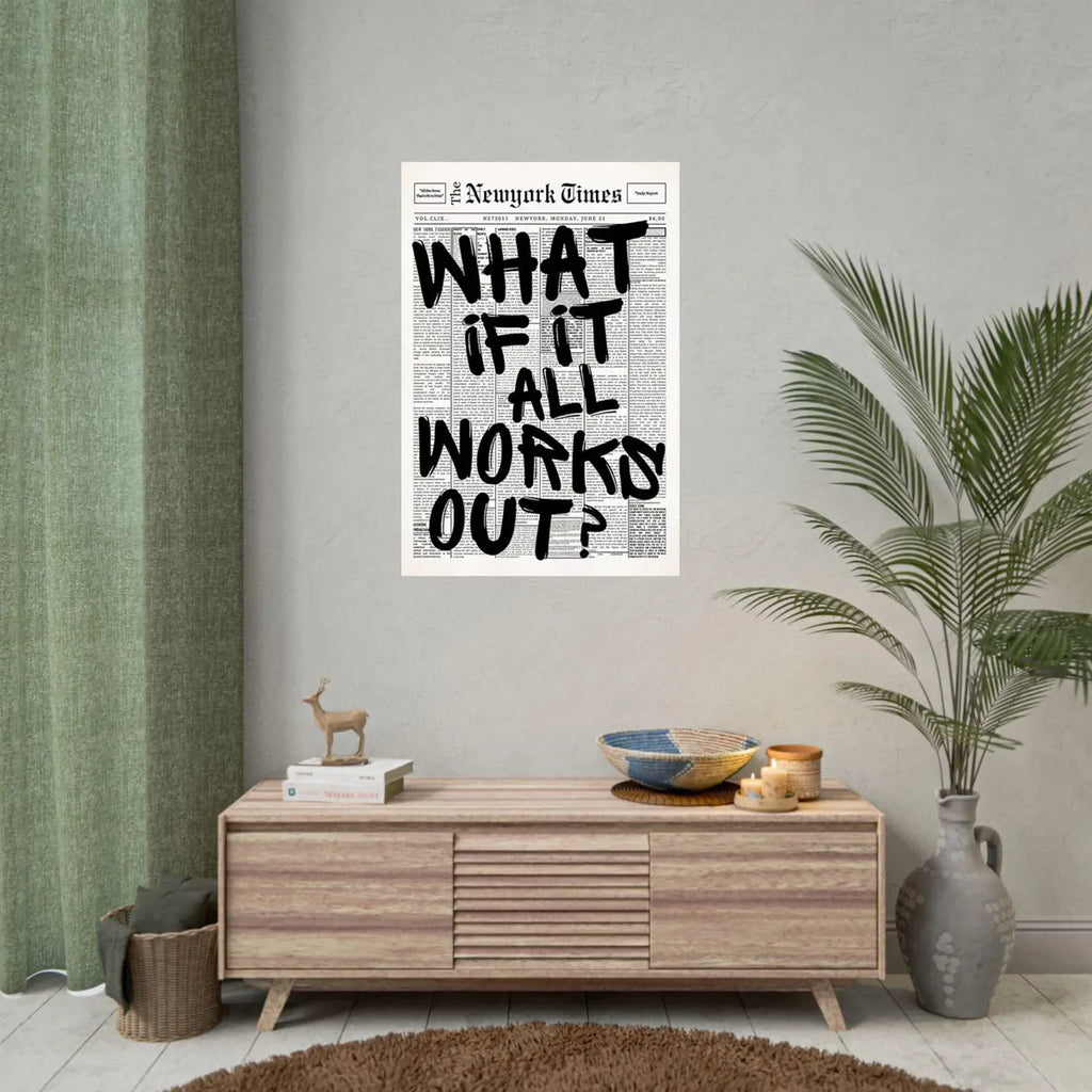 Affiche de journal - Et si tout se passait bien - Art mural sur toile avec citation positive, impressions minimalistes et affirmantes, chambre d'étudiant neutre
