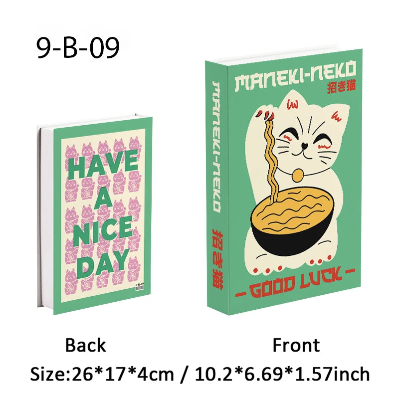 Lucky Cat Open Luxe Fake Book Storage Box Home Decor Decorative Books Interior Decoration Yayoi Kusama Ukiyoe Japanese Ornaments