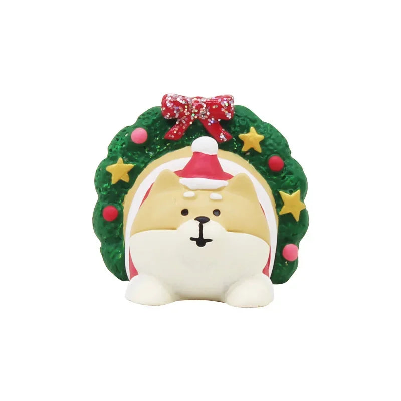 Zakka Figuras Navidad Japonés Creativo Exquisito Mate Resina Navideña Pequeña Decoración Cisne Puff Ukelele Trineo Sofá Reno
