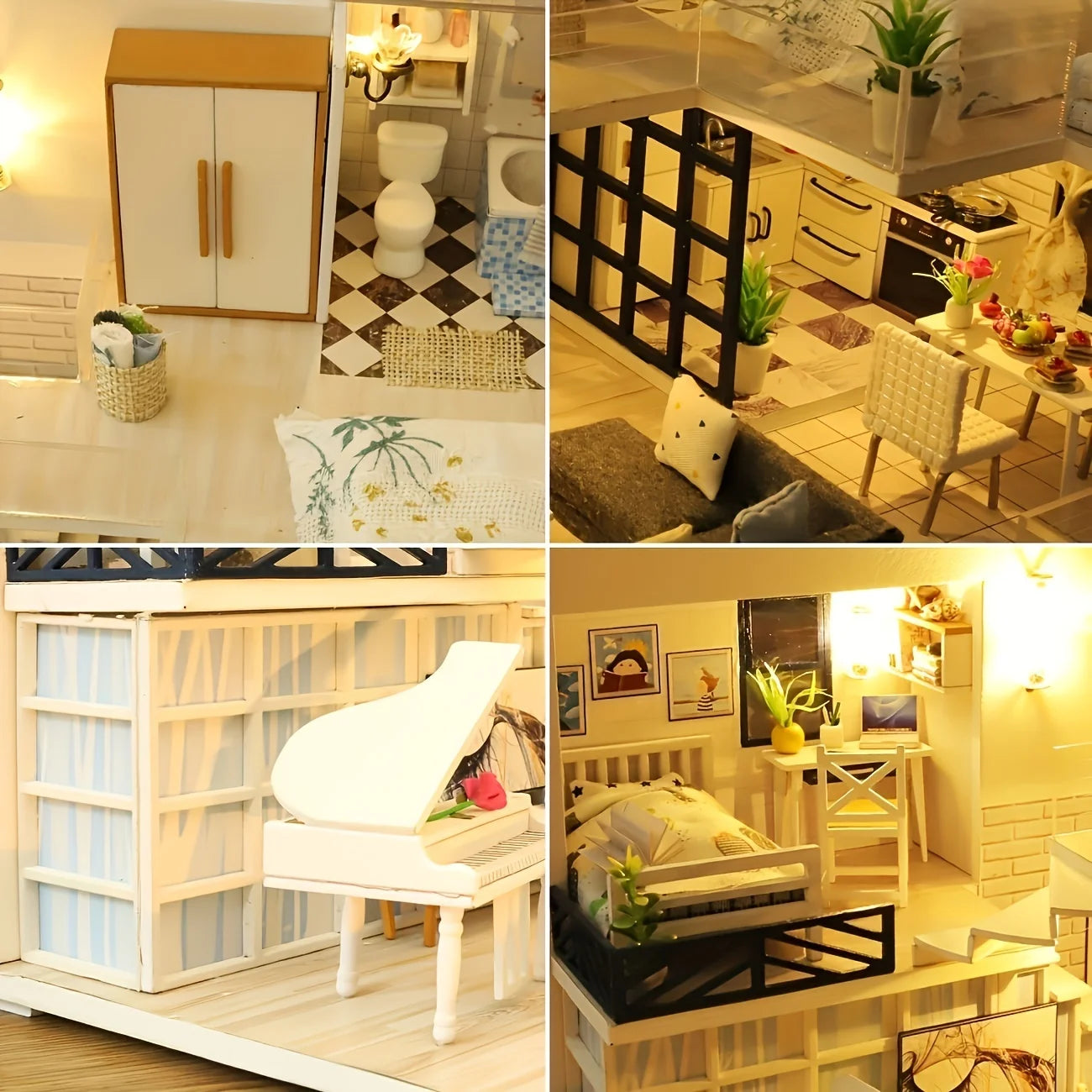 1 unidad, casa de muñecas de madera DIY, kit de modelo de montaje, rompecabezas 3D, regalos de cumpleaños y Navidad para adolescentes y adultos, micro modelo de decoración del hogar