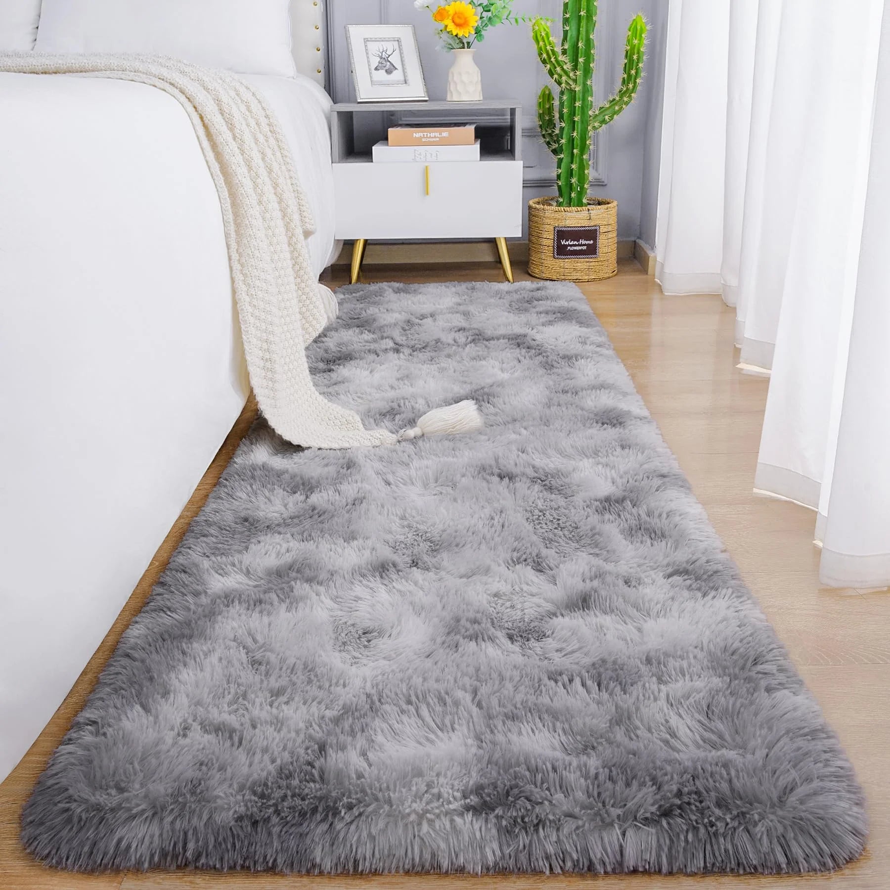 Alfombra suave VIKAMA, alfombra de dormitorio y sala de estar de felpa y mullida, alfombra de piso para guardería y habitación infantil para decoración del hogar