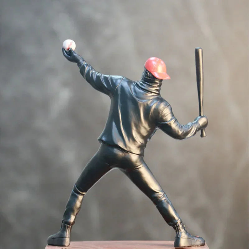 Décoration intérieure Résine Rue Art Abstrait Statue Sculpture Figurine Jouet Figure de Baseball Décoration de la Maison du Bureau