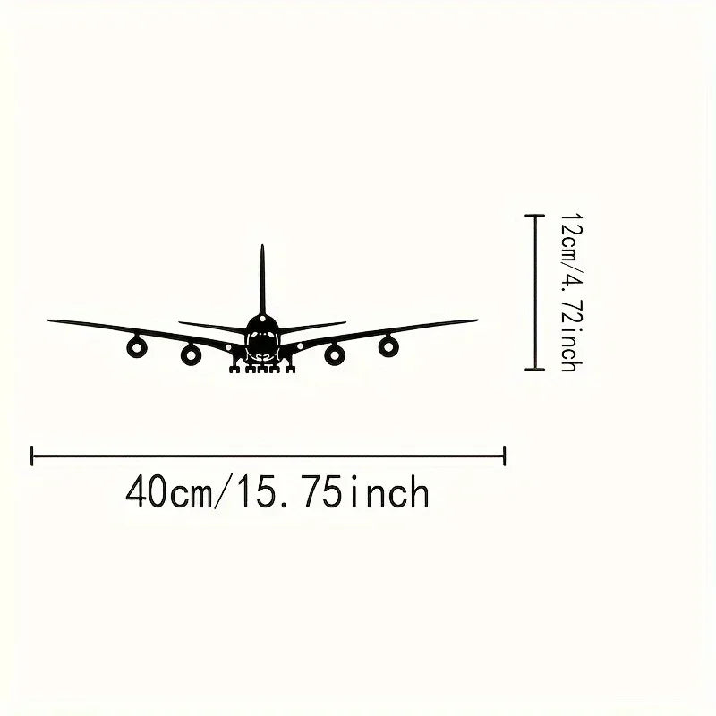 Un cuadro de pared de metal - Diseño de avión Boeing - 15,75 x 4,72 pulgadas - Ideal para la decoración de escenas y como acento metálico elegante